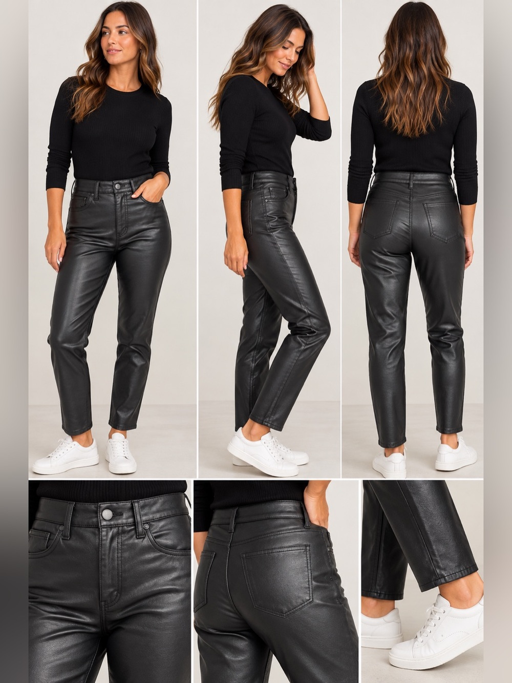 Gap Vintage Slim High Rise Faux Leather Pants in Black NWT 10